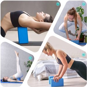 Klocek do jogi, EVA, 23x15x7.5 cm, 2 szt. i pasek do jogi, 3,8x200 cm - zestaw do rozciągania 6