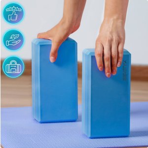 Klocek do jogi, EVA, 23x15x7.5 cm, 2 szt. i pasek do jogi, 3,8x200 cm - zestaw do rozciągania 10