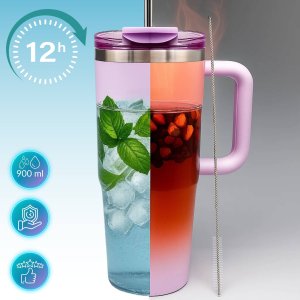 Kubek termiczny z uchwytem i ze słomką termos ze stali nierdzewnej 5