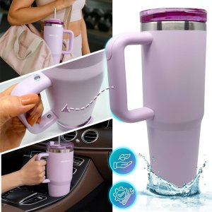 Kubek termiczny z uchwytem i ze słomką termos ze stali nierdzewnej 6