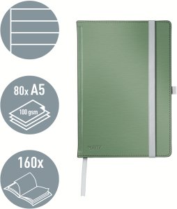 Leitz zeszyt w linie z twardą okładką w kolorze celadonowym A5 2