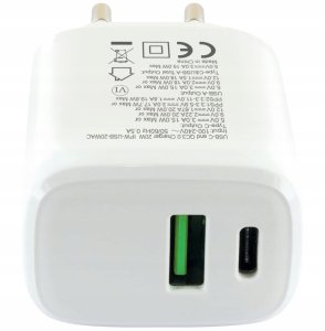 Ładowarka sieciowa GaN USB-C 20W PD i USB-A 18W QC 4