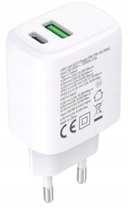 Ładowarka sieciowa GaN USB-C 20W PD i USB-A 18W QC 10