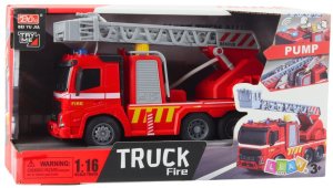 LeanToys Wóz strażacki Straż pożarna drabina światła dźwięki rozpylanie wody 1:16 EDUKAMP 3