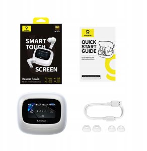 Słuchawki Baseus Słuchawki Bowie M2s Ultra TWS bezprzewodowe dokanałowe z interaktywnym ekranem - białe 6