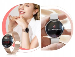Smartwatch Damski PL Menu Zegarek Rozmowy Powiadomienia Ciśnienie 3 PASKI 9