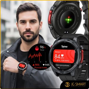 Smartwatch Męski Zegarek AMOLED GPS IP69K 5ATM Kompas Menu POLSKI + 3 PASKI 3