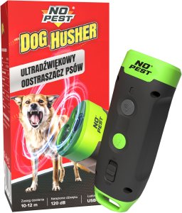 Ultradźwiękowy Odstraszacz Psów "Dog Husher" Odstraszający Dźwiękiem Światłem Stroboskopowym Alarmem Odstraszacz na Psy Przeciw Psom 3