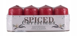 Donau Home Świeca słupek Przyprawowe Święta, 40x70mm, 4 szt., waniliowy, czerwony 2