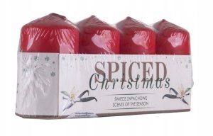 Donau Home Świeca słupek Przyprawowe Święta, 40x70mm, 4 szt., waniliowy, czerwony 3