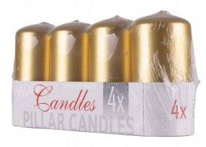 Donau Home Świeca słup Standard lakier, 50x100mm, 4 szt., złoty 3