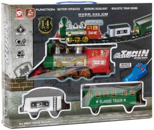 Lokomotywa z wagonami, pociąg parowy, sterowany, na baterie, tory UNIWERSALNY 14