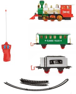 Lokomotywa z wagonami, pociąg parowy, sterowany, na baterie, tory UNIWERSALNY 15
