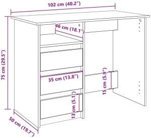 Biurko vidaXL Dąb Sonoma 102 cm x 50 cm 10