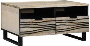 Stolik kawowy Biały, Czarny 80 x 50 x 40 cm lite drewno mango Lumarko! 2