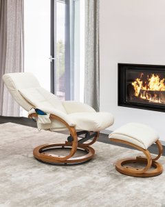 Beliani Fotel z masażem FORCE Z podnóżkiem Biały 4