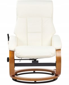 Beliani Fotel z masażem FORCE Z podnóżkiem Biały 5