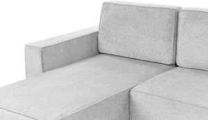 Beliani Sofa rozkładana w kształcie U dla 4 osób jasnoszary ze schowkiem 3