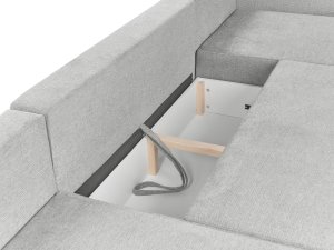 Beliani Sofa rozkładana w kształcie U dla 4 osób jasnoszary ze schowkiem 5