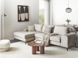 Narożnik dla 4 osób KIRUNA Welur Jasnobeżowy Prawostronny 2