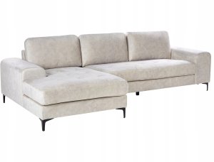 Narożnik dla 4 osób KIRUNA Welur Jasnobeżowy Prawostronny 4