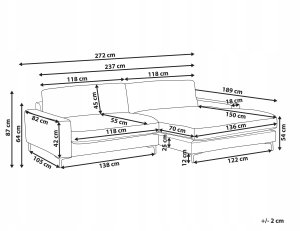 Narożnik dla 3 osób MALOY Brązowy Lewostronny 2