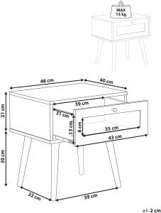 Szafka nocna 1 szuflada ALBANY Jasnobrązowy 3