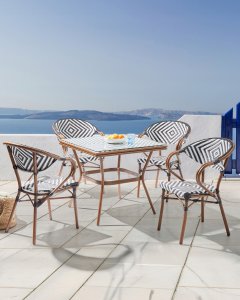 Beliani Zestaw 4 krzeseł ogrodowych CASPRI Technorattan Czarny/ white 2