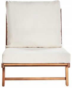 Beliani Krzesło ogrodowe with cushion MICCIANO Acacia wood Broken white 5