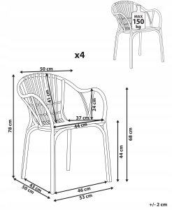 Zestaw 4 krzeseł ogrodowych ANDORA Beżowy 3