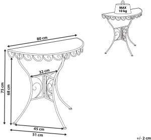 Stolik bistro JUINA 80 cm 36 cm Metal Jasnobeżowy 3