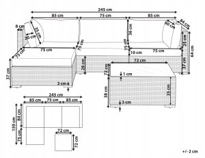 Narożnik ogrodowy ze stolikiem dla 4 osób SANO Prawostronny Modułowy Technorattan Naturalny 3