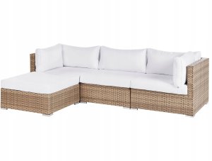 Narożnik ogrodowy ze stolikiem dla 4 osób SANO Prawostronny Modułowy Technorattan Naturalny 7