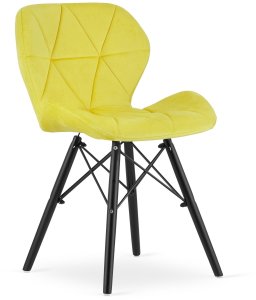 Leobert Krzesło żółty LAGO aksamitowy welurowy elegancki do salonu i jadalni x4 2
