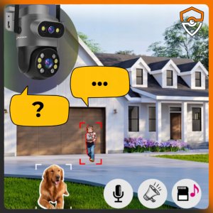 PODWÓJNA KAMERA WIFI ZEWNĘTRZNA OBROTOWA 10MPX ULTRA HD MIKROFON FUNKCJE AI 3