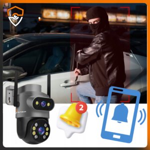 PODWÓJNA KAMERA WIFI ZEWNĘTRZNA OBROTOWA 10MPX ULTRA HD MIKROFON FUNKCJE AI 5