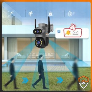 PODWÓJNA KAMERA WIFI ZEWNĘTRZNA OBROTOWA 10MPX ULTRA HD MIKROFON FUNKCJE AI 6