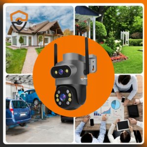 PODWÓJNA KAMERA WIFI ZEWNĘTRZNA OBROTOWA 10MPX ULTRA HD MIKROFON FUNKCJE AI 7