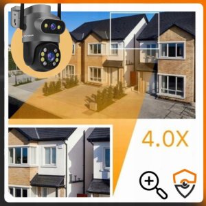 PODWÓJNA KAMERA WIFI ZEWNĘTRZNA OBROTOWA 10MPX ULTRA HD MIKROFON FUNKCJE AI 8