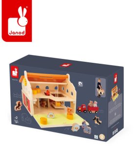 Janod Drewniana farma z otwieranym dachem i figurkami 2+ 3