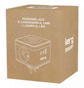 Listwa zasilająca Kerg Kostka zasilająca 2-gniazdowa + ładowarka USB-A+USB-C + lampka LED 16A/250V~ Smart biała 3