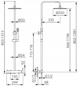 Zestaw prysznicowy Alkotest NP85-BCK7UGM / FERRO / CIRICULUS / ZESTAW NATRYSKOWY Z DESZCZOWNIĄ GUN METAL 2
