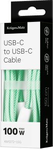 Kabel USB Kruger&Matz Kabel USB typu C - USB typu C 100 W 1,5 m zielony Basic 5
