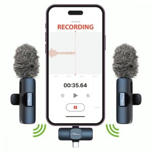 Mikrofon Media-Tech MICRO-MIC DUO - 2x Bezprzewodowy mikrofon krawatowy (zestaw), na klipsie, iOS & Android (OTG), mini, superczuły. USB-C & LIGHTNING 6