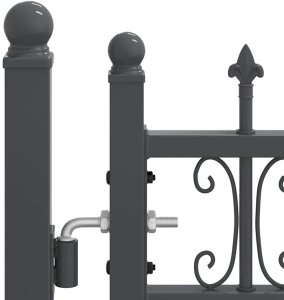 vidaXL Bramka ogrodzeniowa z ostrym szczytem Szary 305 x 150 cm Stal 5