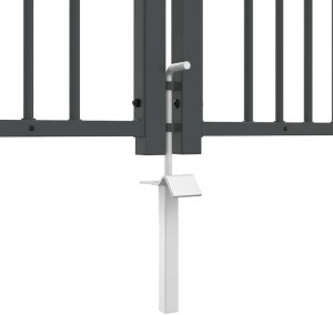 vidaXL Bramka ogrodzeniowa z ostrym szczytem Szary 305 x 150 cm Stal 7