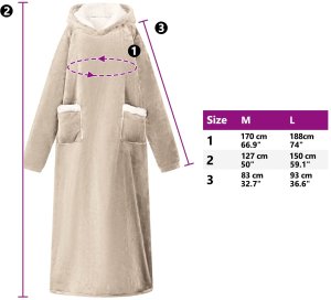 vidaXL Beżowy koc bluza Fleece i Flanela 8