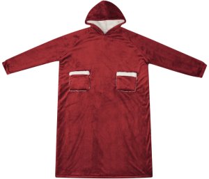 vidaXL Bluza-koc Bordowy Czerwony Fleece i Flanela 2