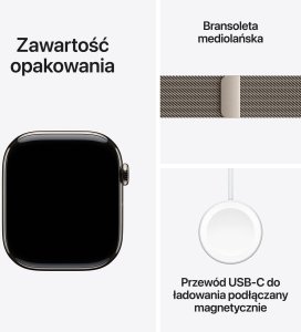 Smartwatch Apple Watch 11 42 mm GPS + Cellular milanese z tytanu Zegarek Series 11 GPS+Cell MF8P4ET/A (195950471038) 8