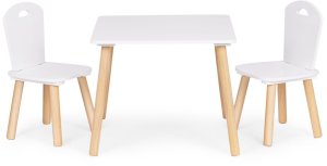 Ecotoys Zestaw mebli dla dzieci stolik + 2 krzesła białe 4